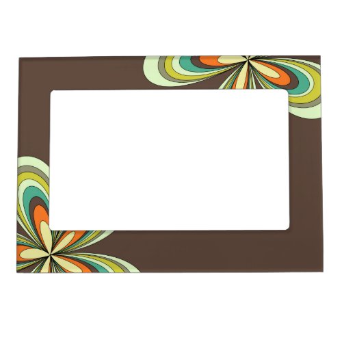 Groovy 60s 70s Hippie Flower Brown Retro Daisy Magnetic Frame