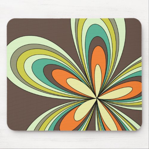 Groovy 60s 70s Hippie Flower Brown Retro Daisy Mouse Pad