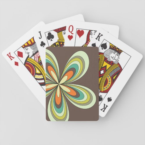 Groovy 60s 70s Hippie Flower Brown Retro Daisy Playing Cards
