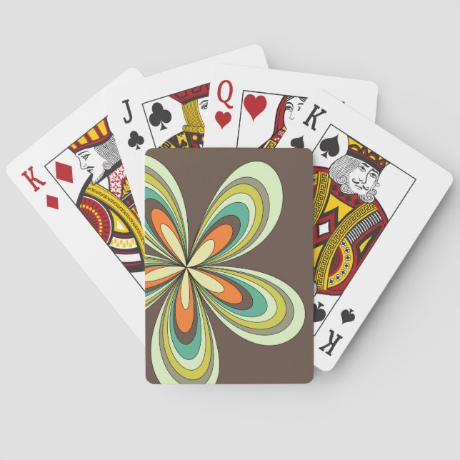 Groovy 60s 70s Hippie Flower Brown Retro Daisy Poker Cards (Back)