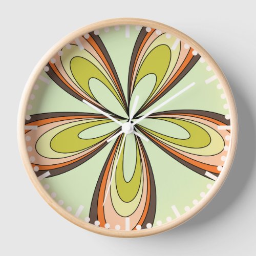 Groovy 60s 70s Hippie Flower Lime Retro Daisy Clock