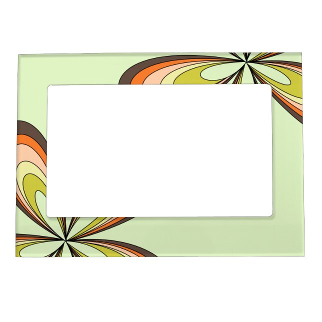 Groovy 60s 70s Hippie Flower Lime Retro Daisy Magnetic Photo Frame (Front)