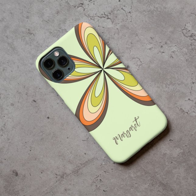 Groovy 60s 70s Hippie Flower Lime Retro Daisy Name Case-Mate iPhone Case (Creator Uploaded)