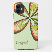 Groovy 60s 70s Hippie Flower Lime Retro Daisy Name iPhone 11 Case