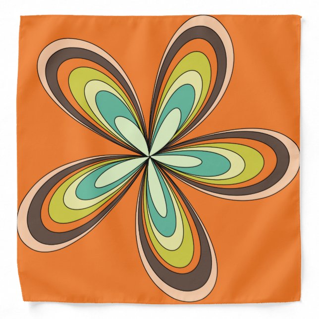 Groovy 60s 70s Hippie Flower Orange Retro Daisy Bandana (Front)