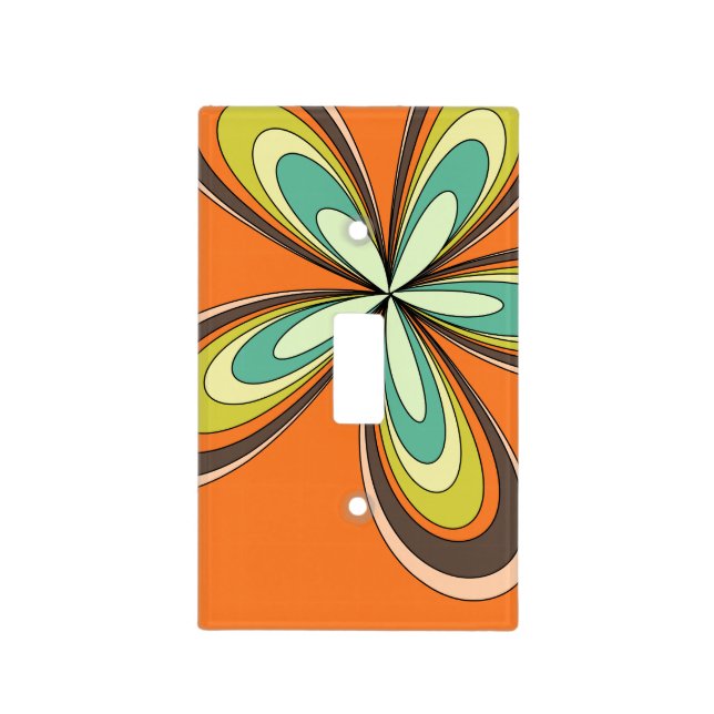 Groovy 60s 70s Hippie Flower Orange Retro Daisy Light Switch Cover (Front)