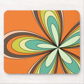 Groovy 60s 70s Hippie Flower Orange Retro Daisy Mouse Pad