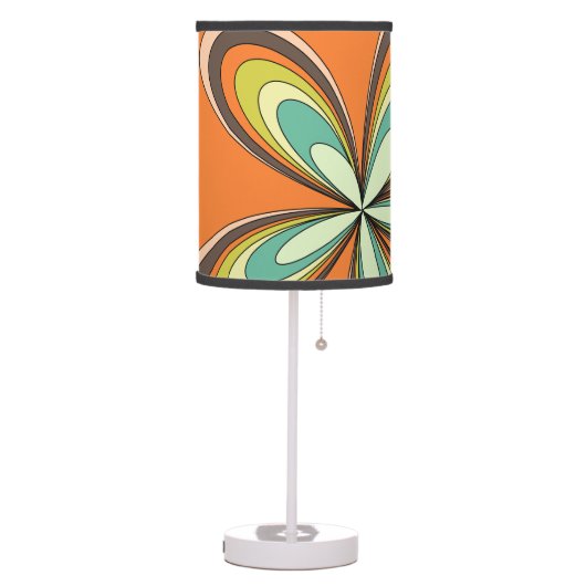 Groovy 60s 70s Hippie Flower Orange Retro Daisy Table Lamp (Left)