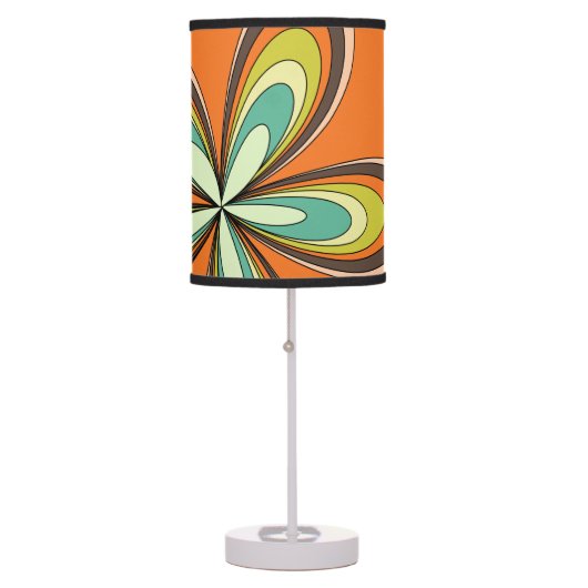 Groovy 60s 70s Hippie Flower Orange Retro Daisy Table Lamp (Front)