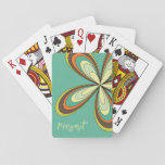 Groovy 60s 70s Hippie Flower Turquoise Daisy Name Playing Cards