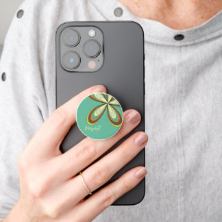 Groovy 60s 70s Hippie Flower Turquoise Daisy Name PopSocket