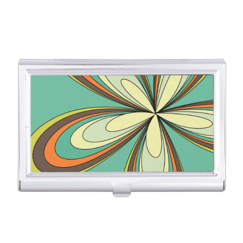 Groovy 60s 70s Hippie Flower Turquoise Retro Daisy Case For Business Cards
