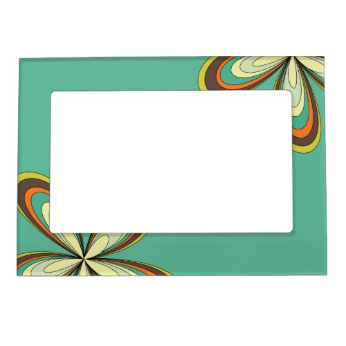 Groovy 60s 70s Hippie Flower Turquoise Retro Daisy Magnetic Frame