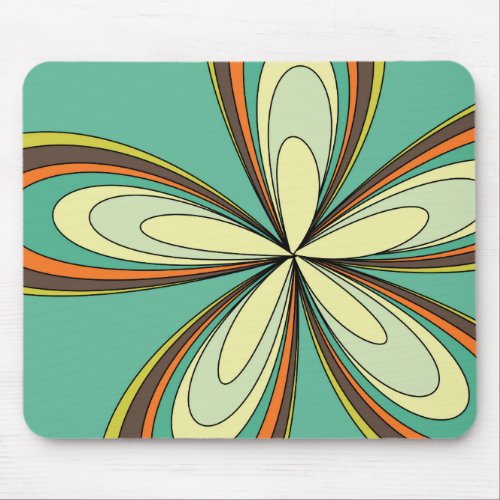 Groovy 60s 70s Hippie Flower Turquoise Retro Daisy Mouse Pad