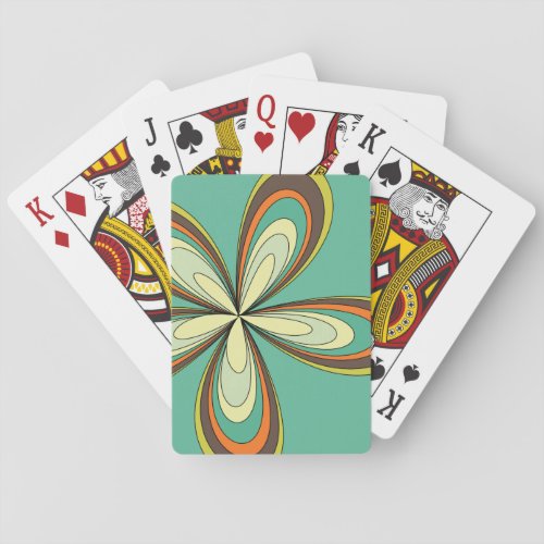 Groovy 60s 70s Hippie Flower Turquoise Retro Daisy Playing Cards