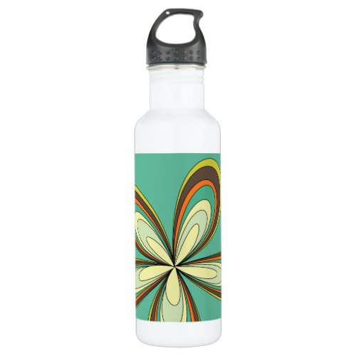 Groovy 60s 70s Hippie Flower Turquoise Retro Daisy Stainless Steel Water Bottle