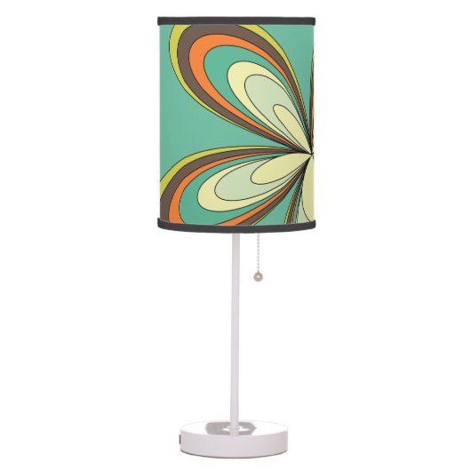 Groovy 60s 70s Hippie Flower Turquoise Retro Daisy Table Lamp (Left)