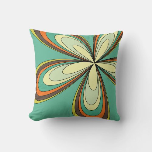 Groovy 60s 70s Hippie Flower Turquoise Retro Daisy Throw Pillow