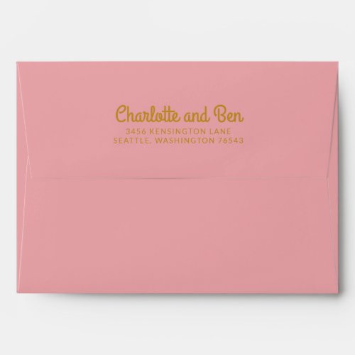 Groovy 60s 70s Pink Mustard Wedding Return Address Envelope