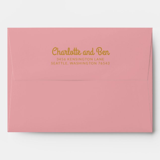 Groovy 60s 70s Pink Mustard Wedding Return Address Envelope (Back (Top Flap))