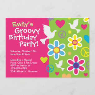 Groovy 60's birthday party invitations