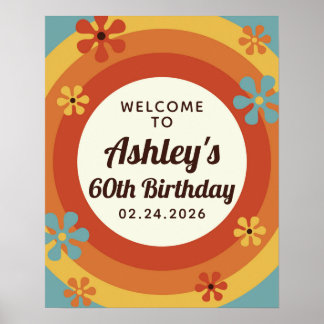 Groovy 60s Birthday Party Welcome Sign