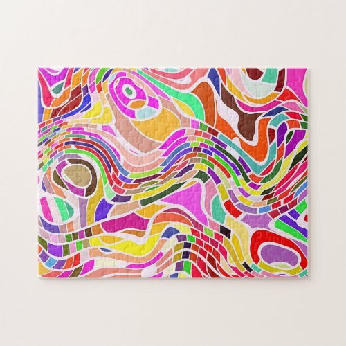 Groovy 60s Line Art  Challenging Abstract Jigsaw Puzzle