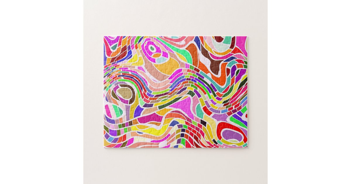 Groovy 60's Line Art | Challenging Abstract Jigsaw Puzzle | Zazzle