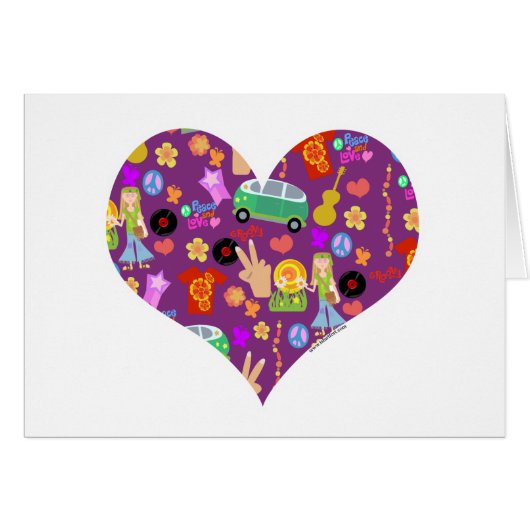 Groovy 60s Purple Love Cards (Front Horizontal)