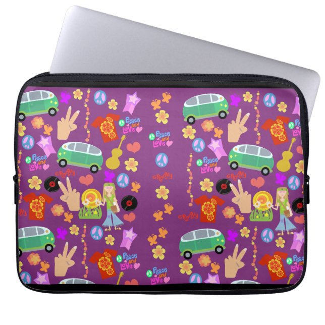 Groovy 60's Purple Pattern Laptop Sleeve (Front)
