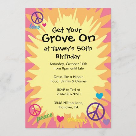 Groovy 60's Theme Party Invitations