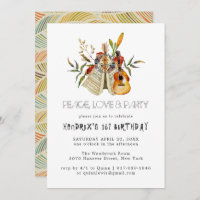 Groovy 60s Themed Birthday Party Boho Invitation