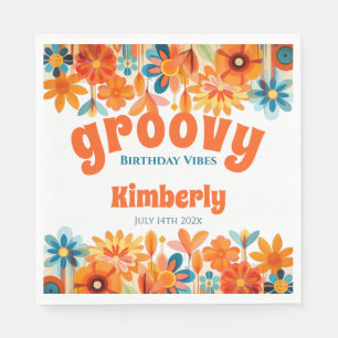 Groovy 60's Vibe Floral Retro Birthday Napkins