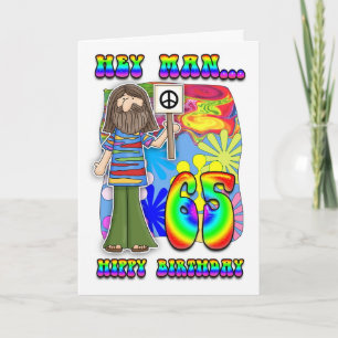 Groovy 65th Birthday - Hippy Birthday Card