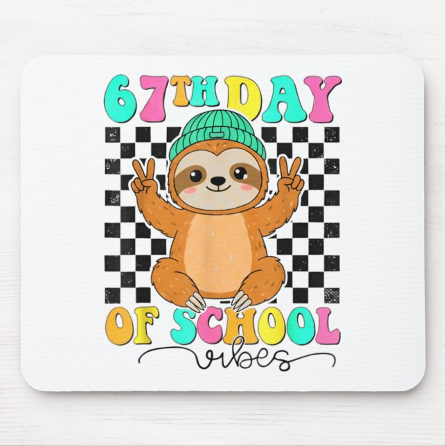 Groovy 67 Days Of School Funny 67 Students Peace S Mouse Pad (Front)