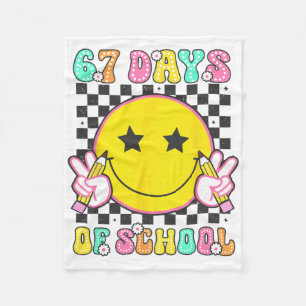 Groovy 67 Days Of School Smile Face Teacher Kids W Fleece Blanket