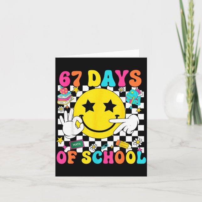 Groovy 67th Day Of School 67 Meme Teacher Boy Girl Card (Front)