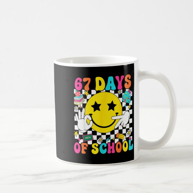 Groovy 67th Day Of School 67 Meme Teacher Boy Girl Coffee Mug (Right)