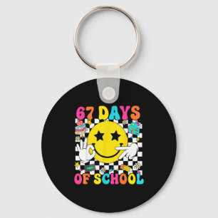 Groovy 67th Day Of School 67 Meme Teacher Boy Girl Keychain