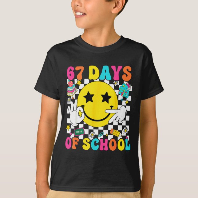 Groovy 67th Day Of School 67 Meme Teacher Boy Girl T-Shirt (Front)
