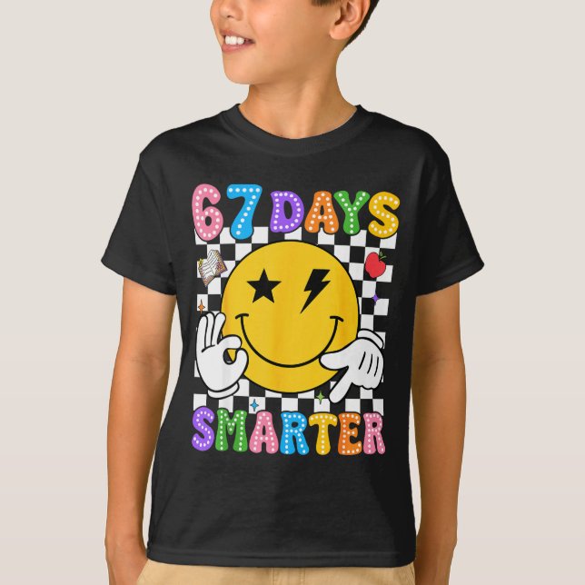 Groovy 67th Day Of School Shirt 67 Days Smarter Te (Front)