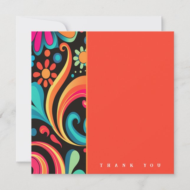 groovy 70’s vibrant style   thank you card (Front)