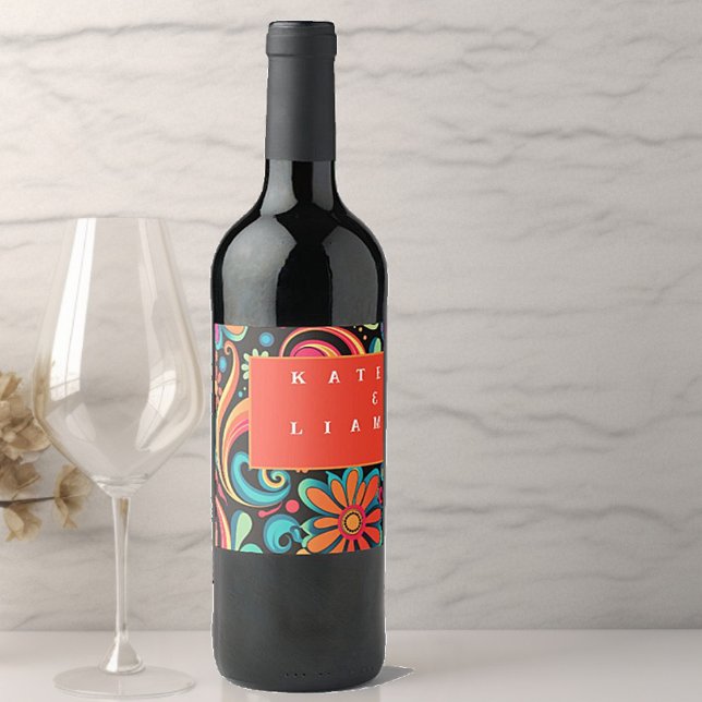Groovy 70’s vibrant style   wine label (Creator Uploaded)