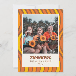 Groovy 70s Autumn Orange Brown Custom Photo Holiday Card