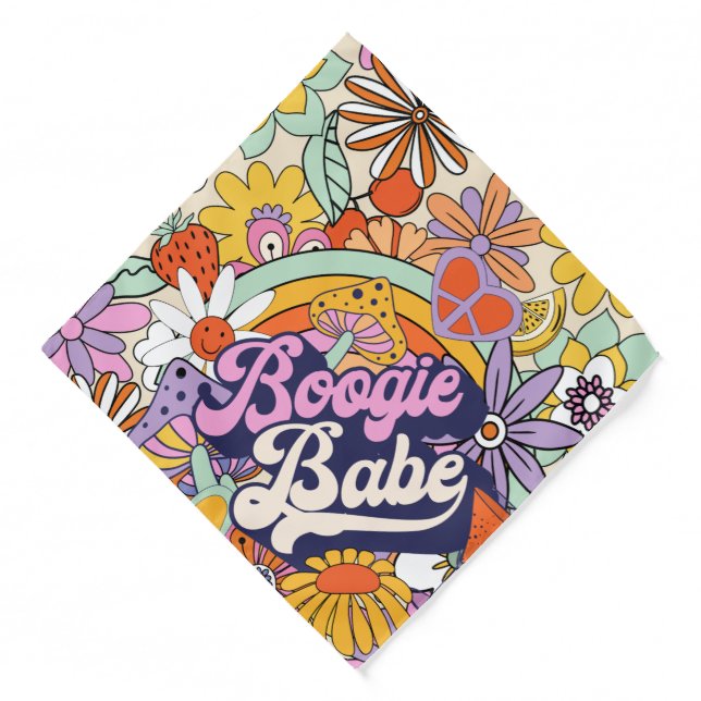 Groovy 70s Bachelorette Boogie Babe ID929 Bandana (Front)