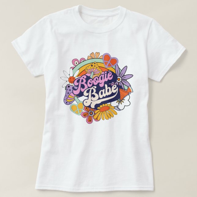Groovy 70s Bachelorette Boogie Babe ID929  T-Shirt (Design Front)