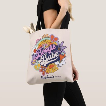 Groovy 70s Bachelorette Boogie Babe Id929 Tote Bag by arrayforaccessories at Zazzle