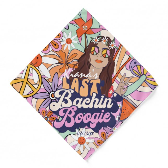 Groovy 70s Bachelorette Last Bachin' Boogie ID929  Bandana (Front)