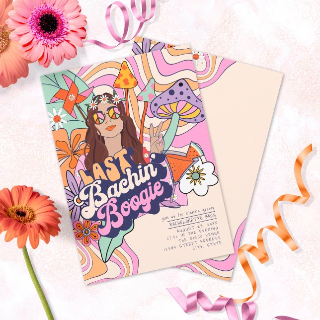 Groovy 70s Bachelorette Last Bachin' Boogie ID929 Invitation (Creator Uploaded)