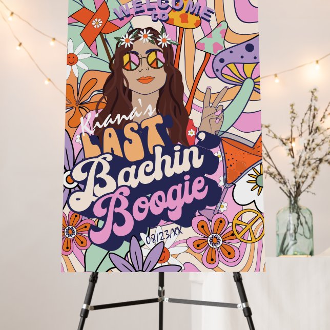 Groovy 70s Bachelorette Welcome ID929  Foam Board (In Situ (Stand))